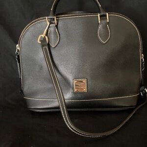 Dooney  & Bourke Saffiano Leather domed Zip Satchel Bag Top Handle Black